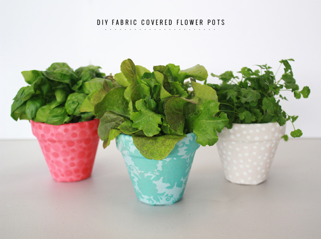 DIY Fabric Covered Flower Pots by www.highwallsblog.com for Frankie Magazine