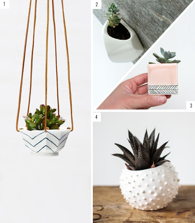 Pretty Planters from around Etsy - curated by www.highwallsblog.com