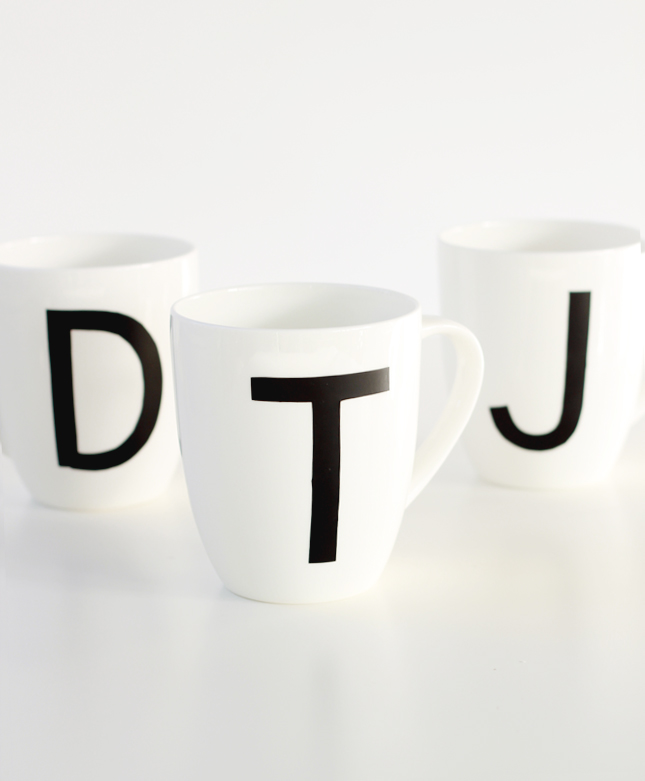 Make your own Monogrammed Mugs (click for the full steps) | www.highwallsblog.com