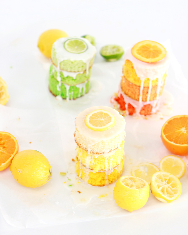 Ombre Citrus Cakes - in lemon, lime and orange! | www.highwallsblog,com