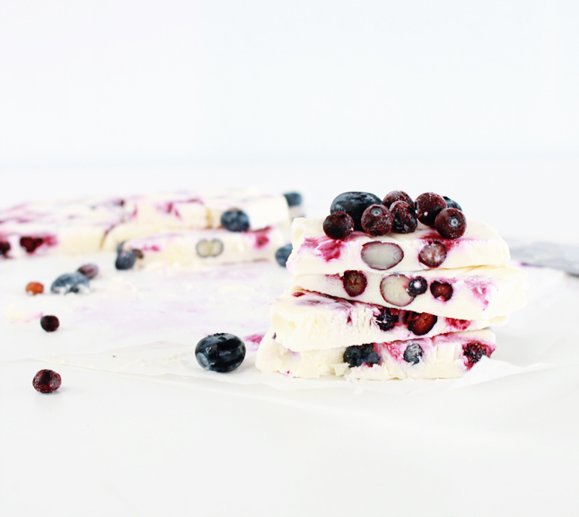 A sneaky treat that is totally healthy! Frozen Yogurt and Berry Bars! (click for the full recipe)