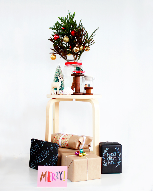 Short on space this Christmas? Can't fit a full sized tree? Why not make a pretty Christmas themed display instead? (Your presents need somewhere to live leading up to the big day!)